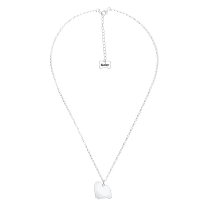 Hungarian Puli Silhouette Silver Necklace - Personalised - MYLEE London