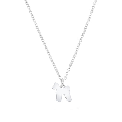 Hungarian Pumi Silhouette Silver Necklace - Personalised - MYLEE London