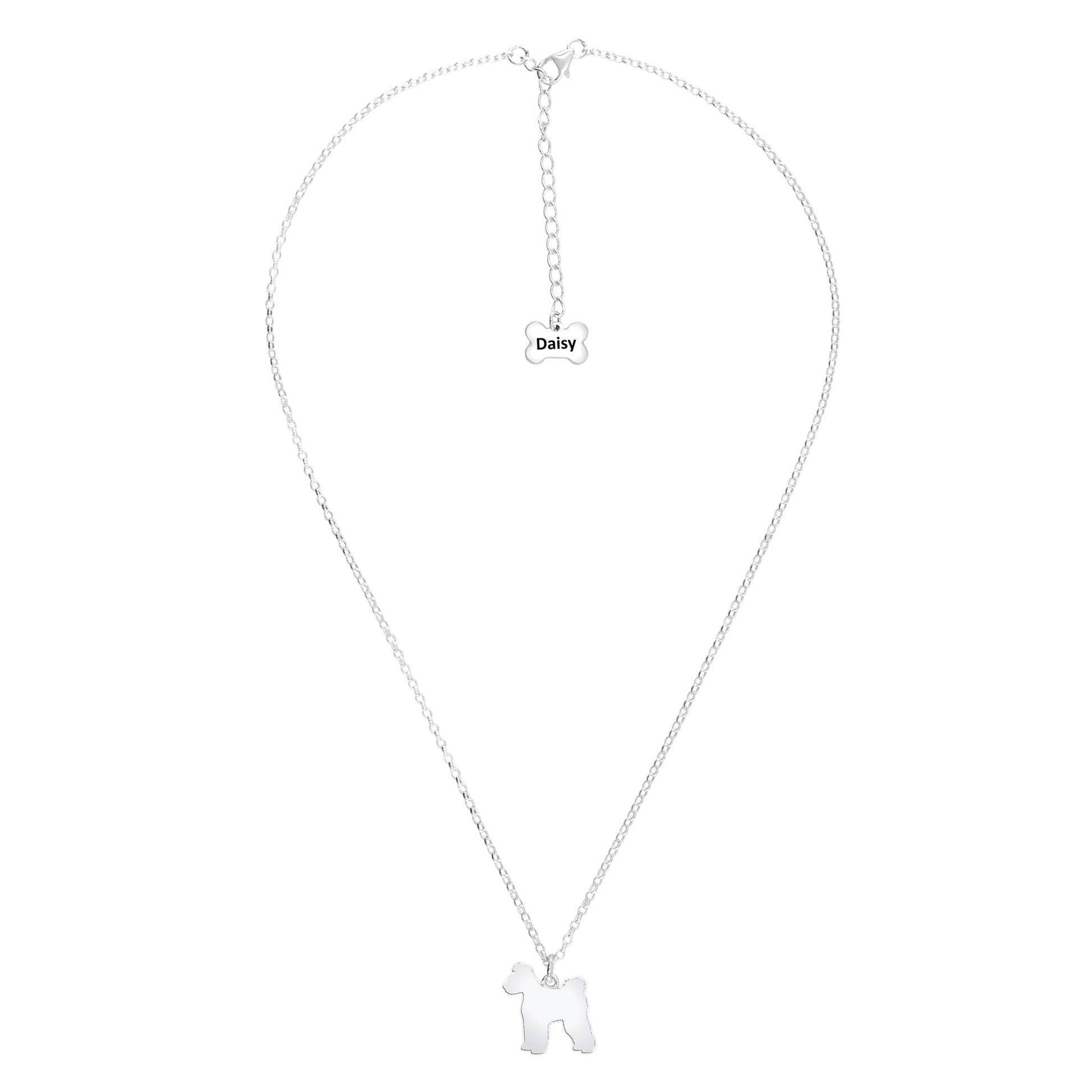 Hungarian Pumi Silhouette Silver Necklace - Personalised - MYLEE London