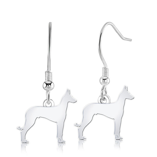 Ibizan Hound Silhouette Silver Earrings - MYLEE London