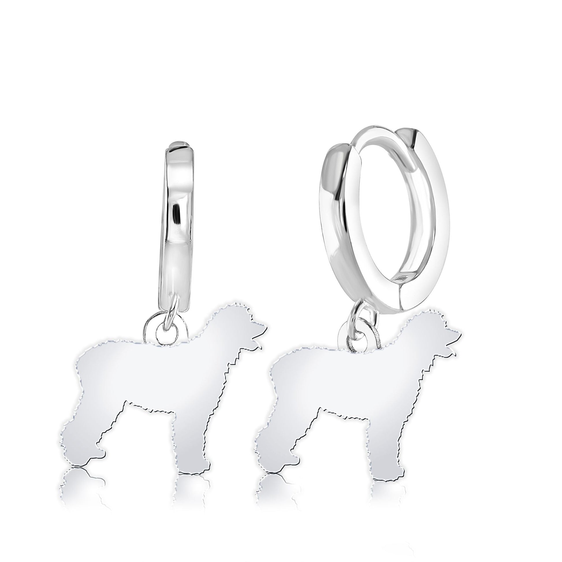 Irish Water Spaniel Silhouette Silver Earrings - MYLEE London