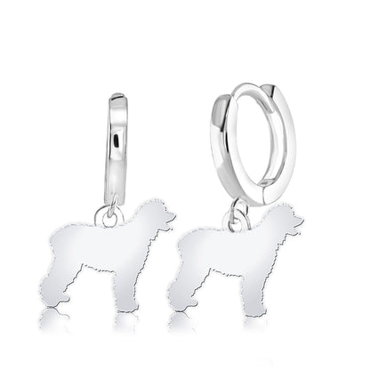 Irish Water Spaniel Silhouette Silver Earrings - MYLEE London