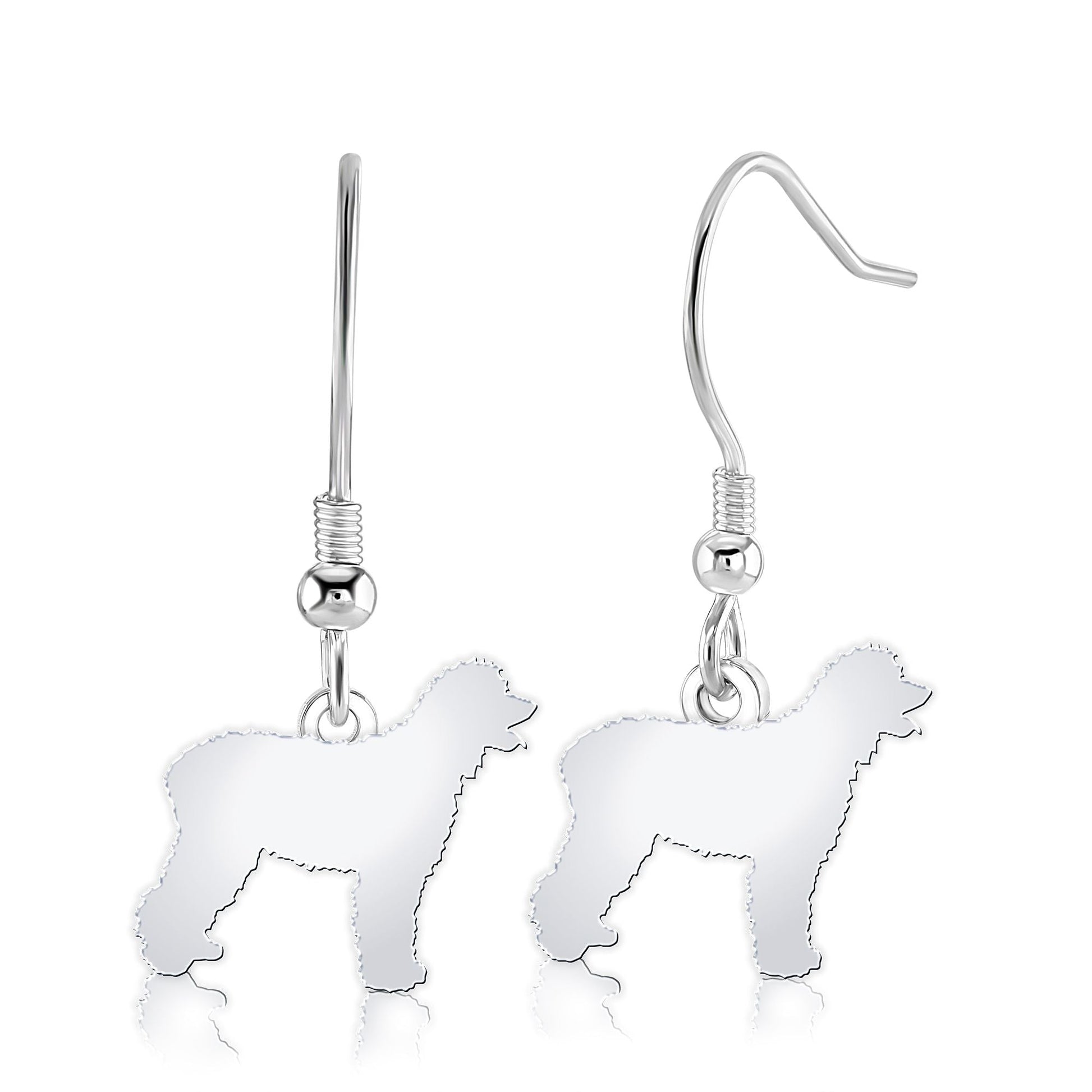 Irish Water Spaniel Silhouette Silver Earrings - MYLEE London