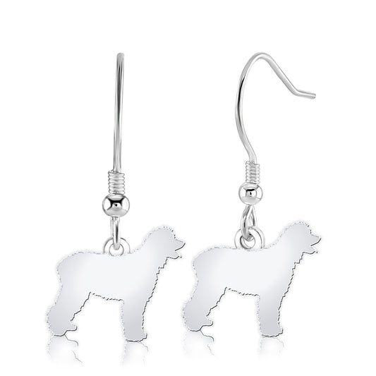Irish Water Spaniel Silhouette Silver Earrings - MYLEE London