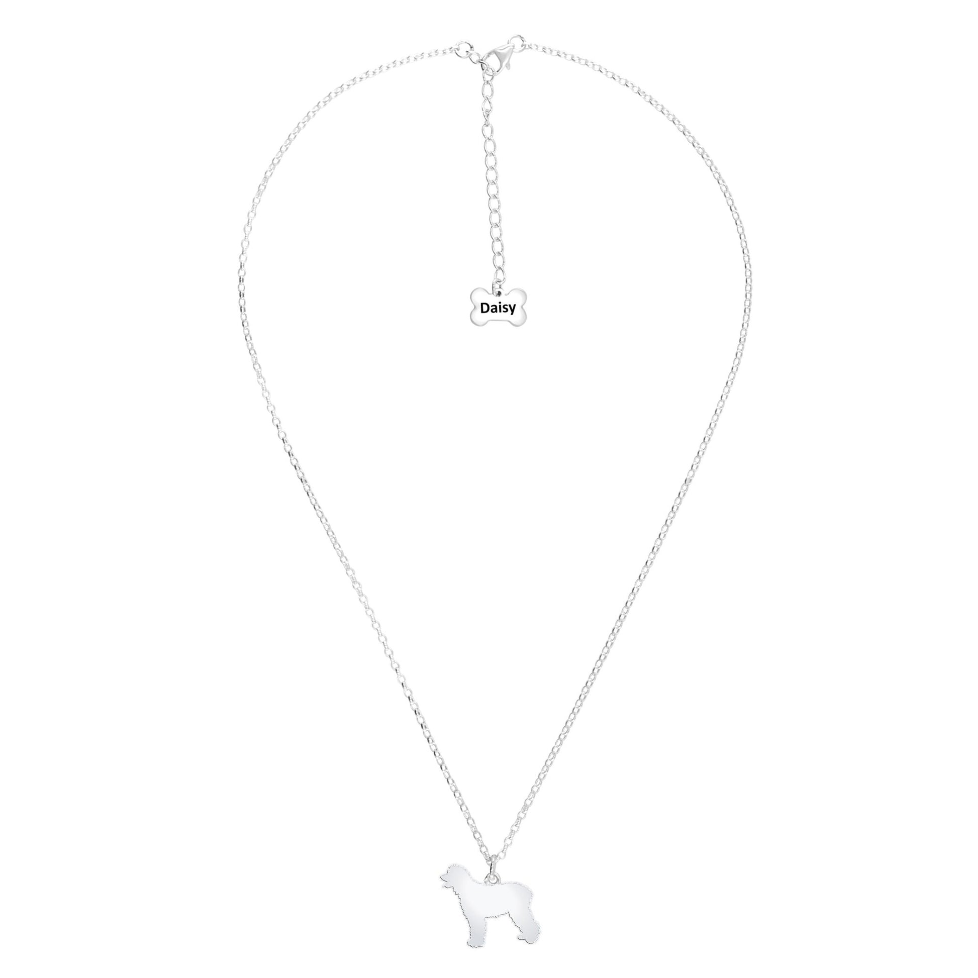 Irish Water Spaniel Silhouette Silver Necklace - Personalised - MYLEE London