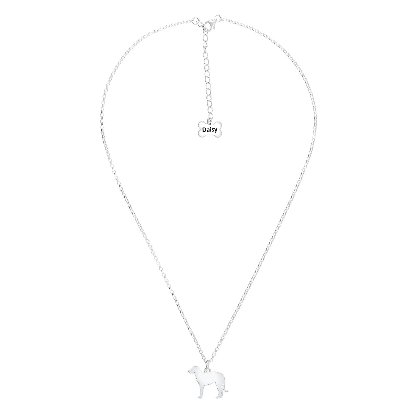 Irish Wolfhound Silhouette Silver Necklace - Personalised - MYLEE London