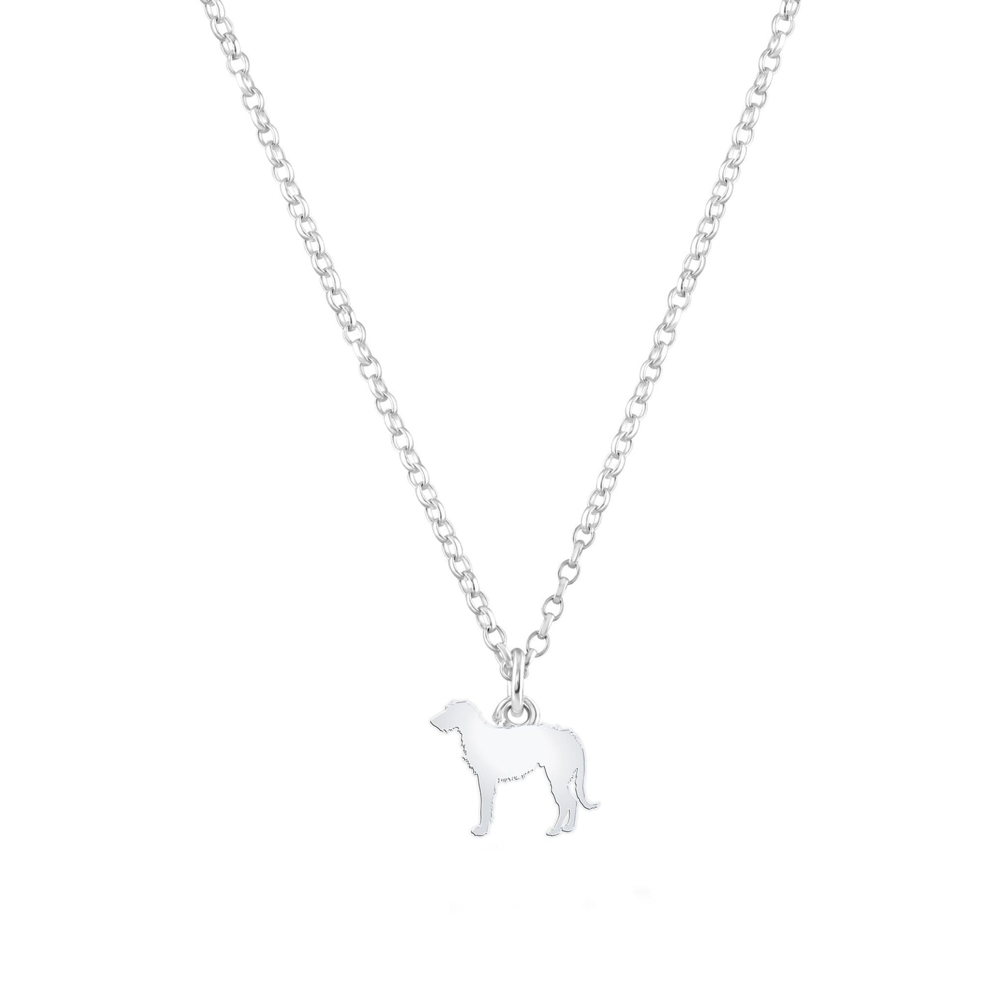 Irish Wolfhound Silhouette Silver Necklace - Personalised - MYLEE London