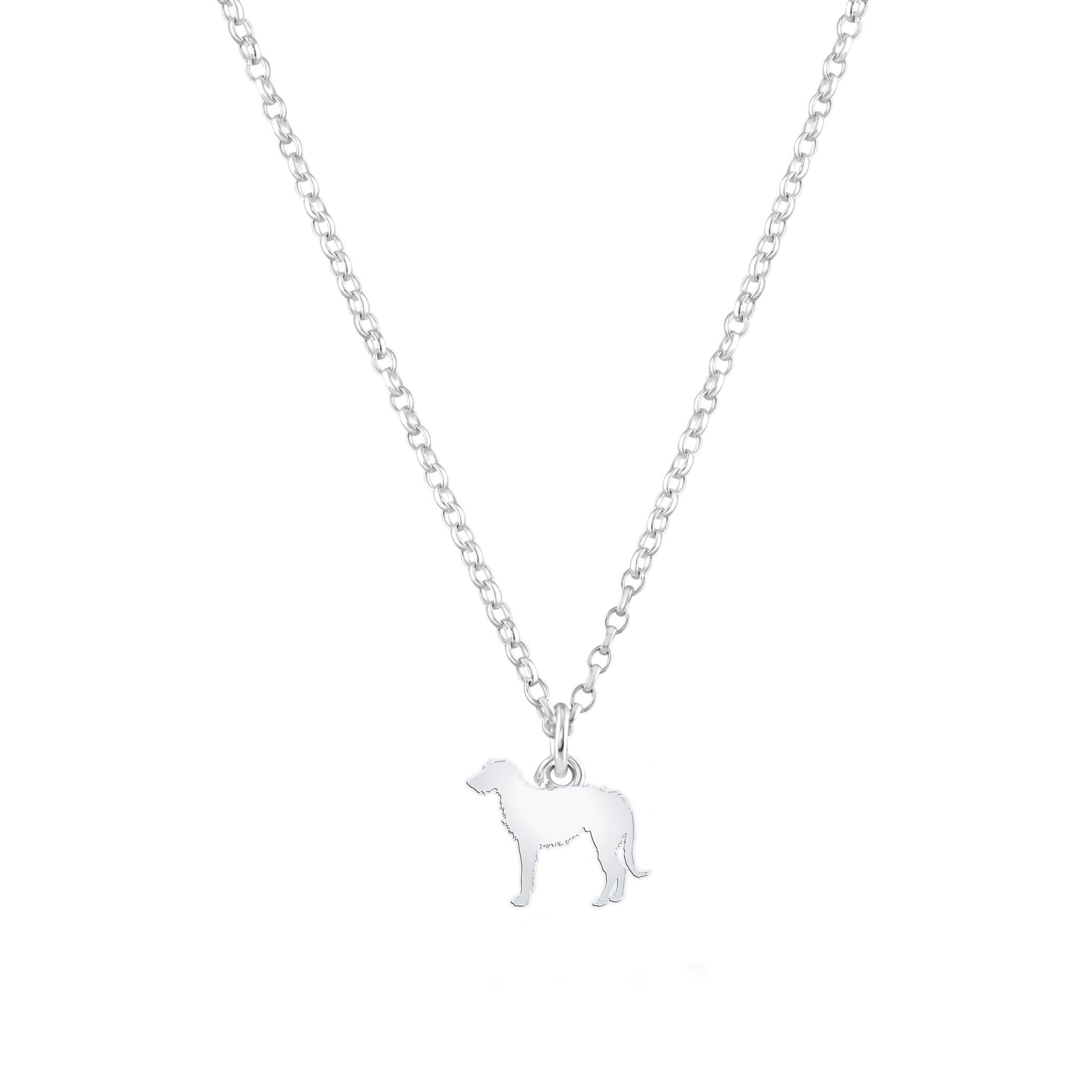 Irish Wolfhound Silhouette Silver Necklace - Personalised - MYLEE London