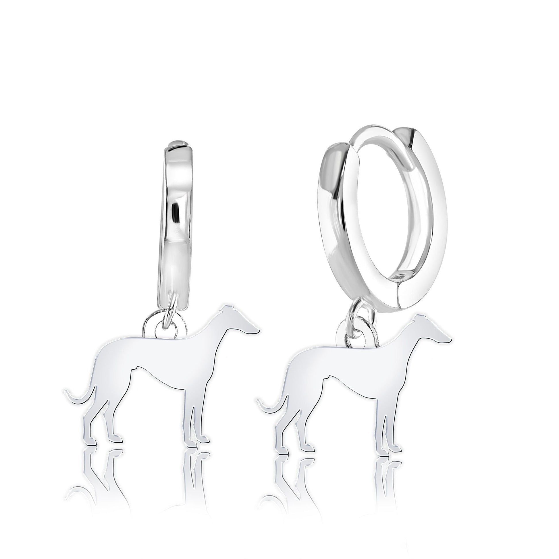 Italian Greyhound Silhouette Silver Earrings - MYLEE London