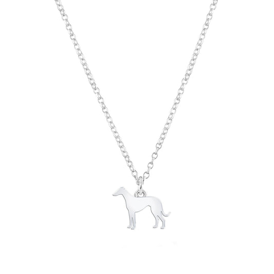 Italian Greyhound Silhouette Silver Necklace - Personalised - MYLEE London