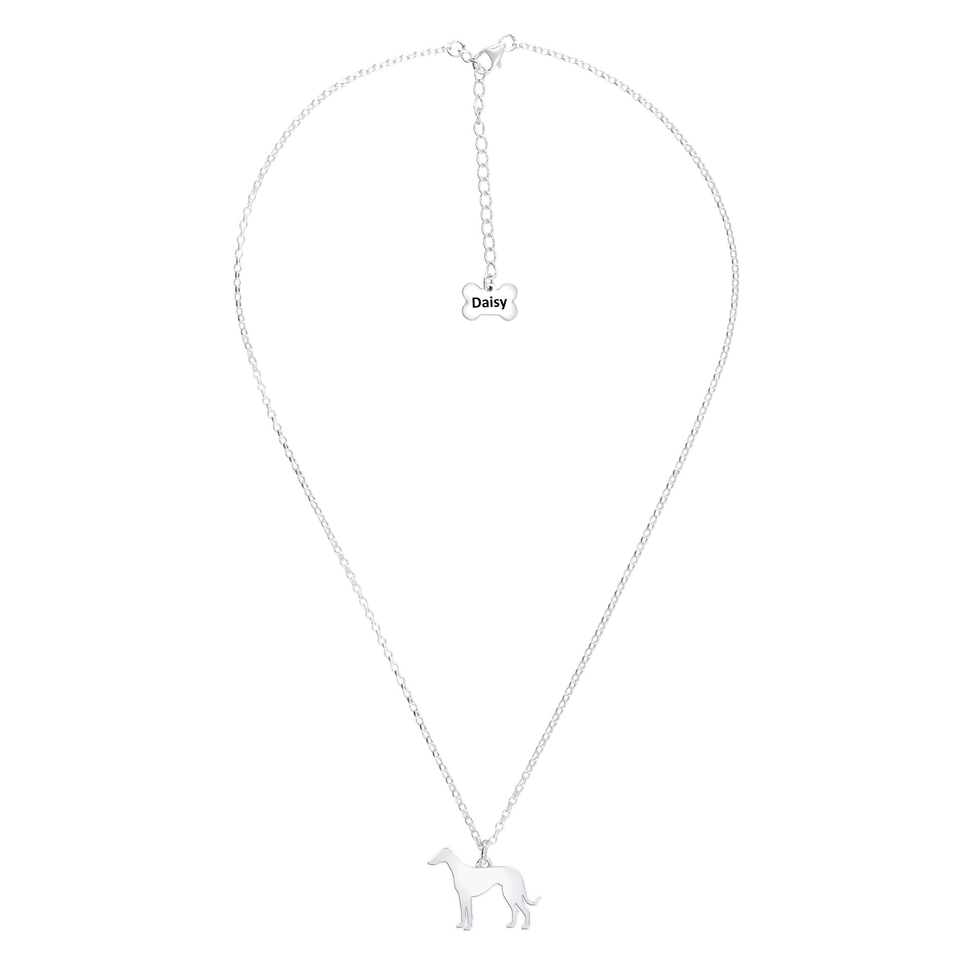 Italian Greyhound Silhouette Silver Necklace - Personalised - MYLEE London