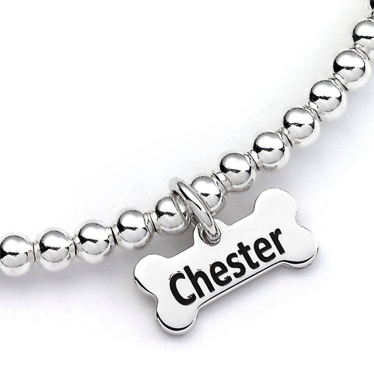 Jack Russell Silver Ball Bead Bracelet - Personalised - MYLEE London
