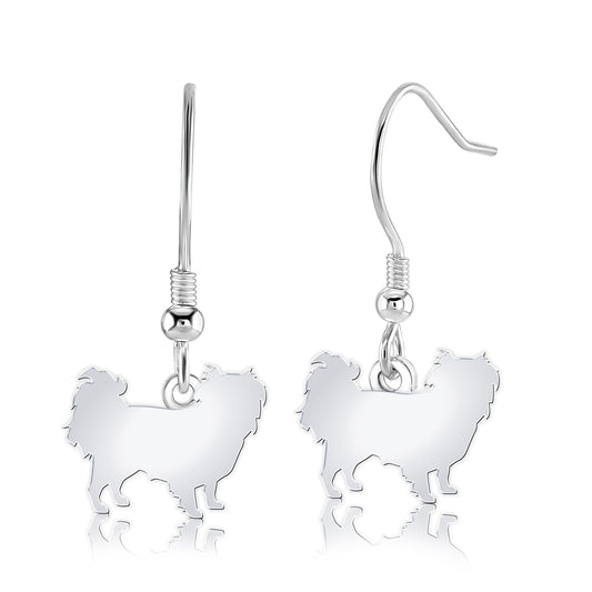 Japanese Chin Silhouette Silver Earrings - MYLEE London