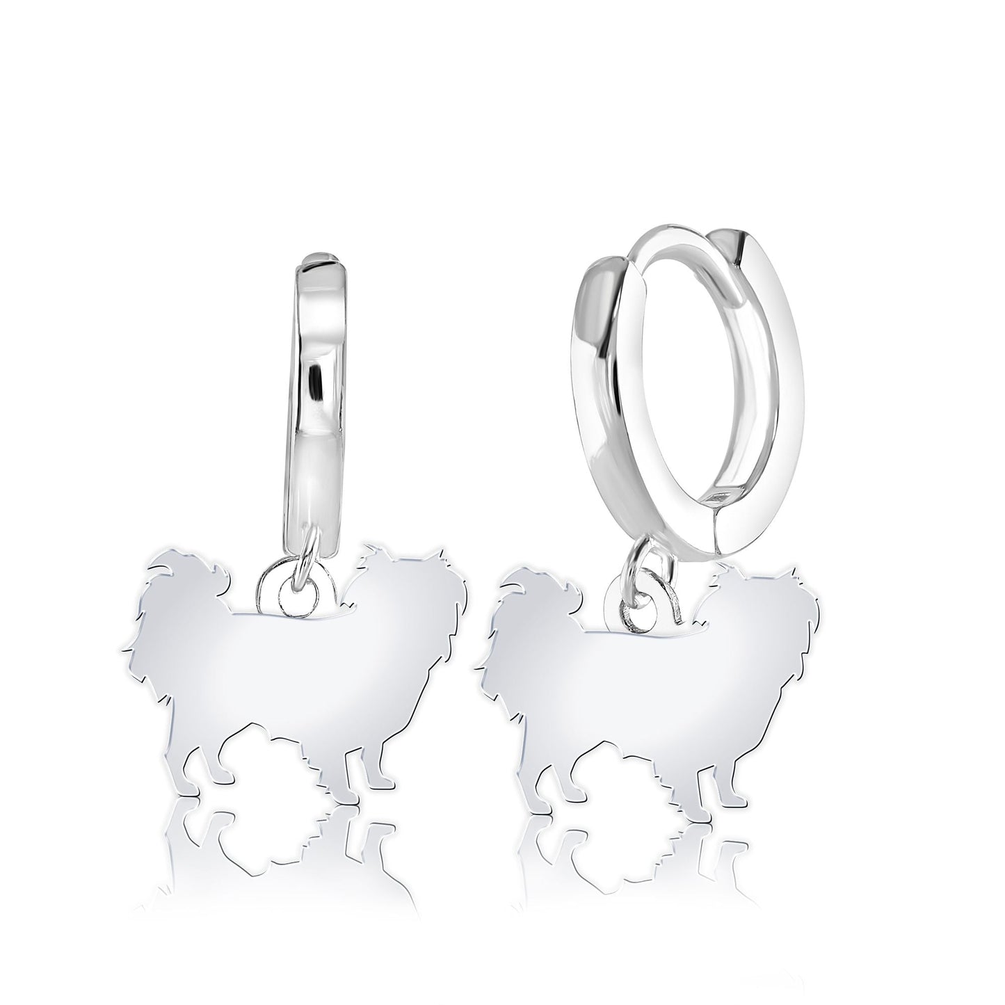 Japanese Chin Silhouette Silver Earrings - MYLEE London