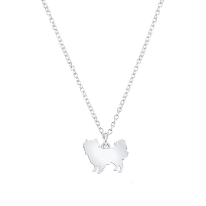 Japanese Chin Silhouette Silver Necklace - Personalised - MYLEE London