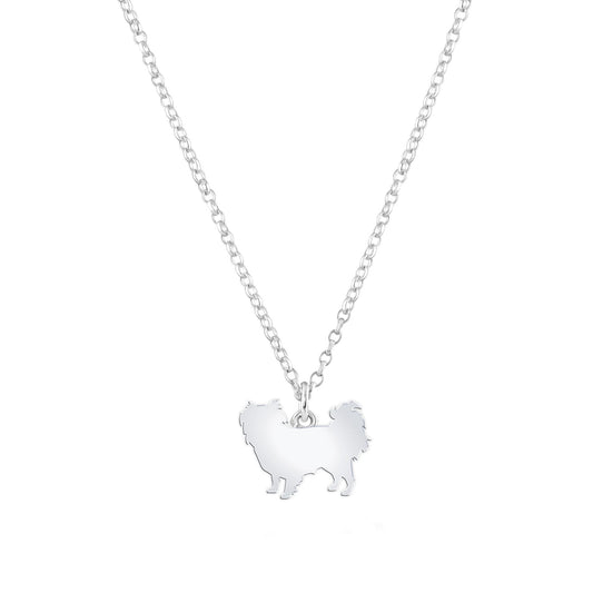 Japanese Chin Silhouette Silver Necklace - Personalised - MYLEE London