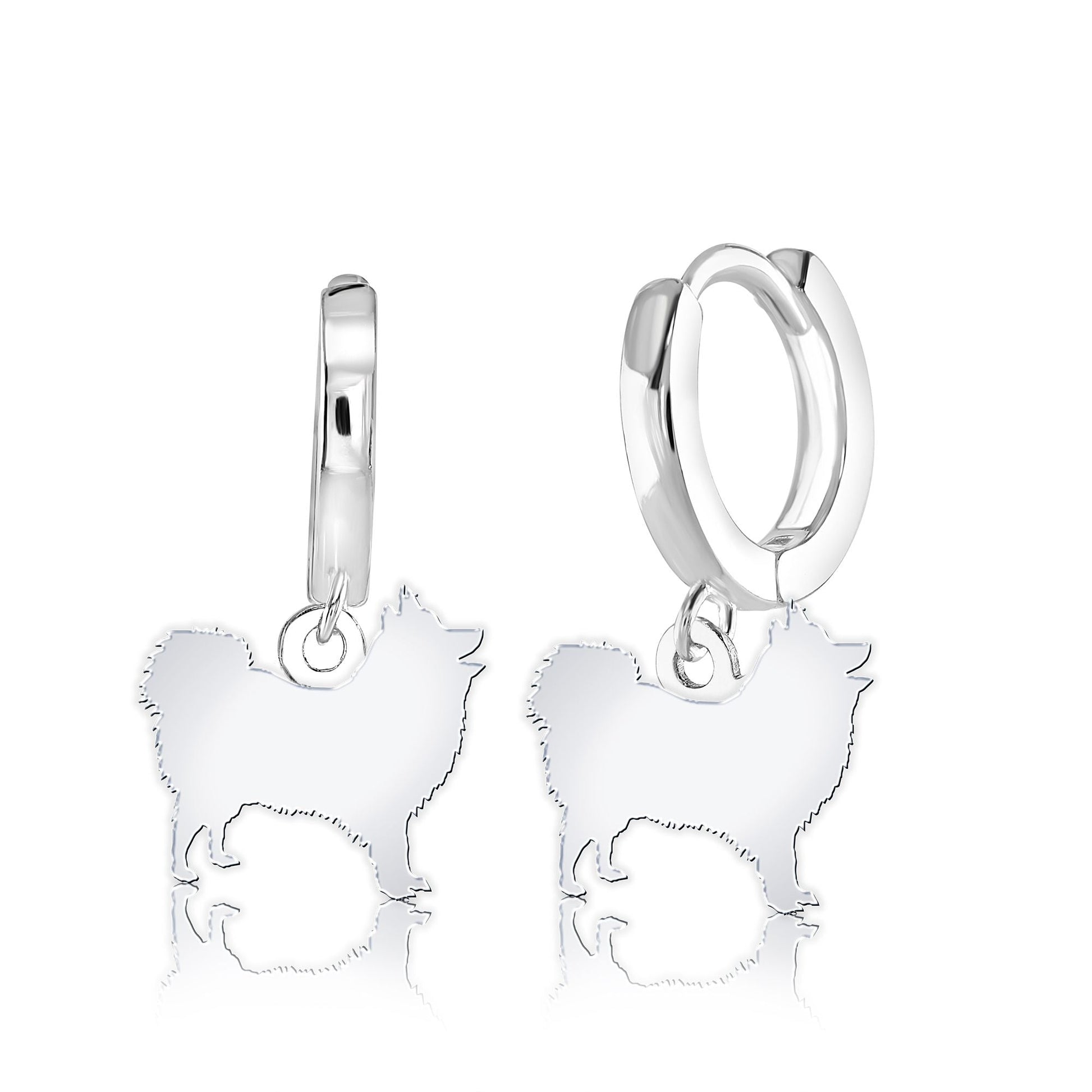 Japanese Spitz Silhouette Silver Earrings - MYLEE London