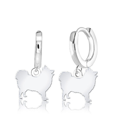 Japanese Spitz Silhouette Silver Earrings - MYLEE London