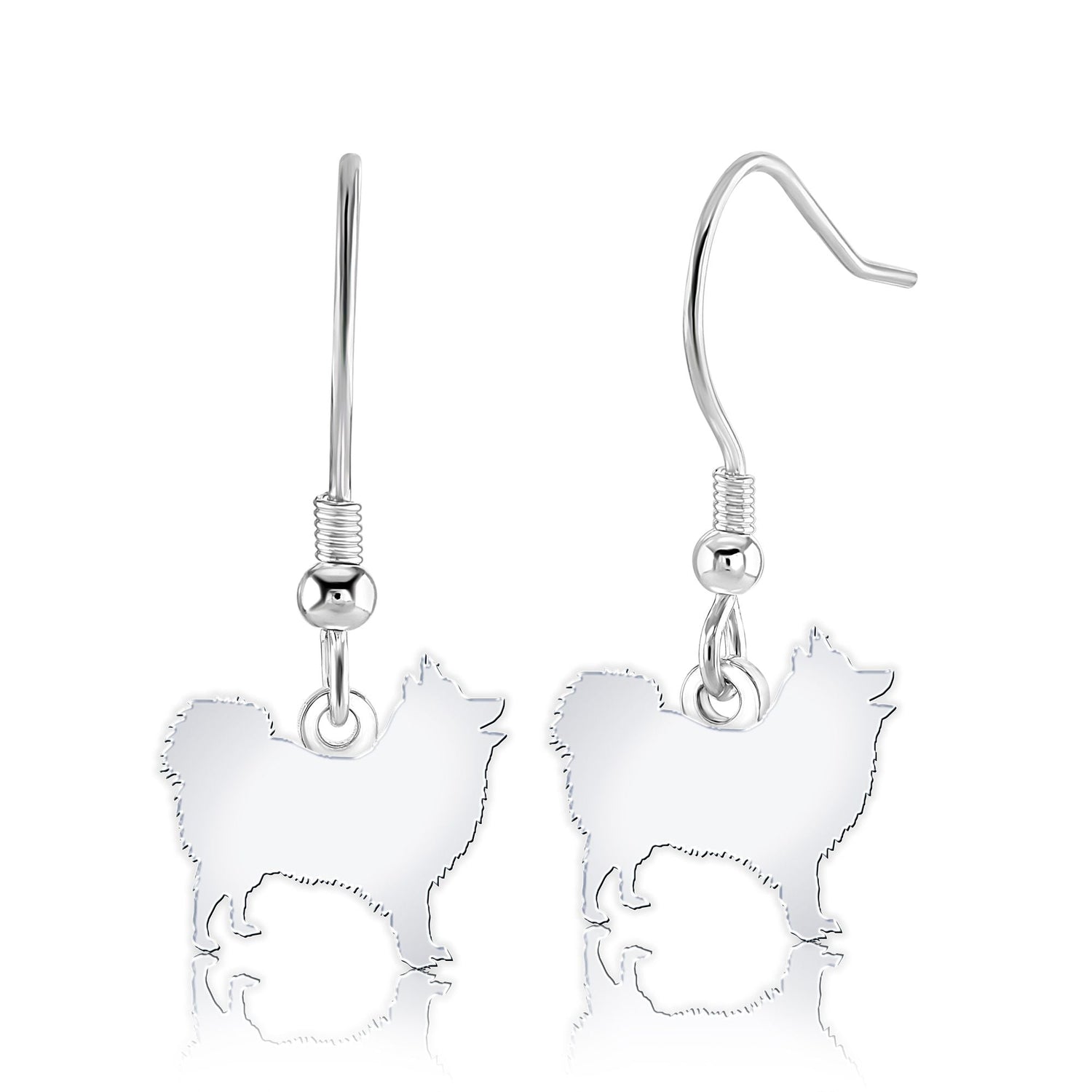 Japanese Spitz Silhouette Silver Earrings - MYLEE London