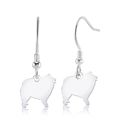 Keeshond Silhouette Silver Earrings - MYLEE London
