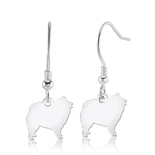Keeshond Silhouette Silver Earrings - MYLEE London