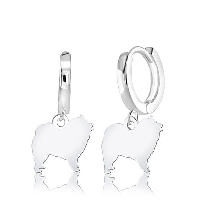 Keeshond Silhouette Silver Earrings - MYLEE London