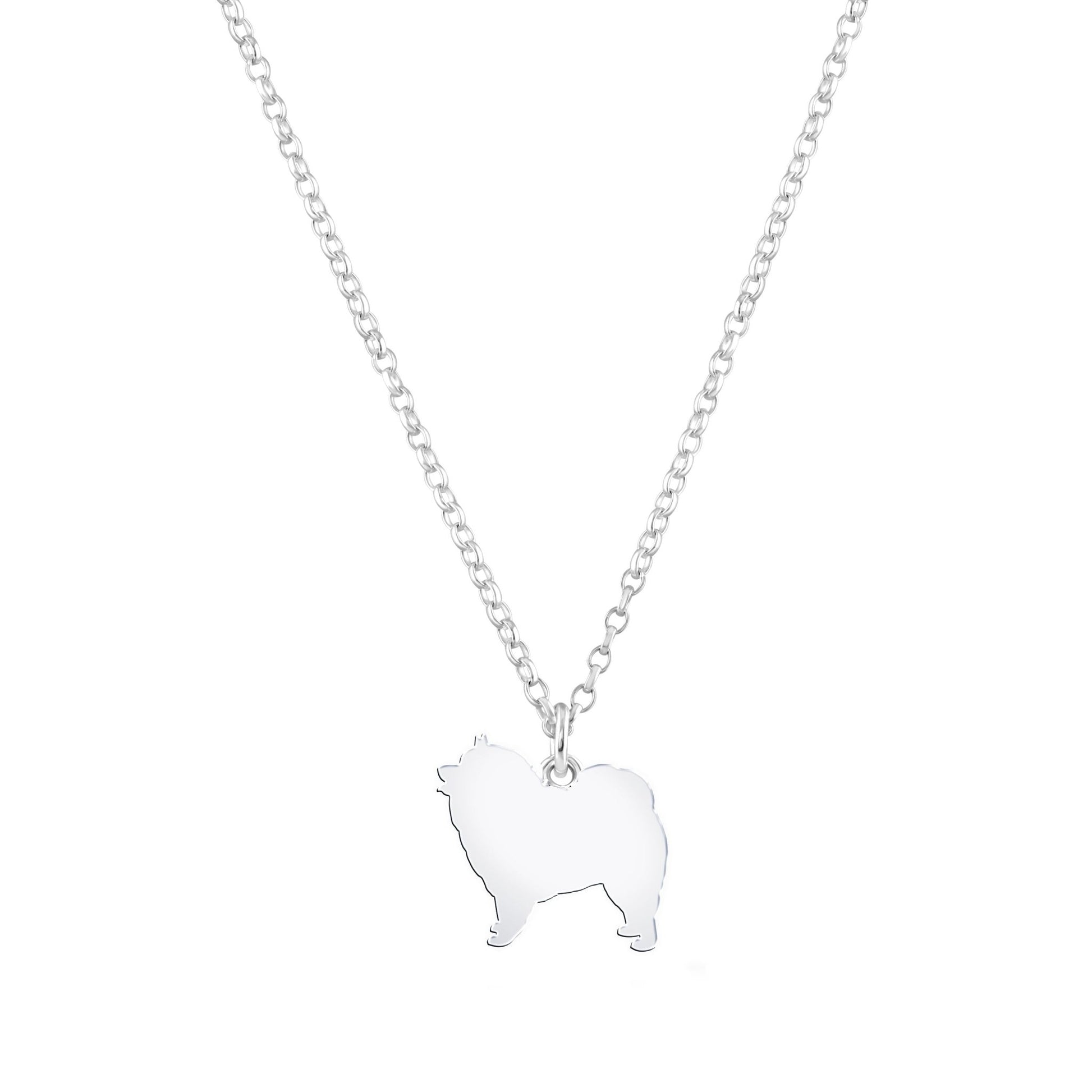 Keeshond Silhouette Silver Necklace - Personalised - MYLEE London