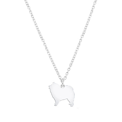 Keeshond Silhouette Silver Necklace - Personalised - MYLEE London