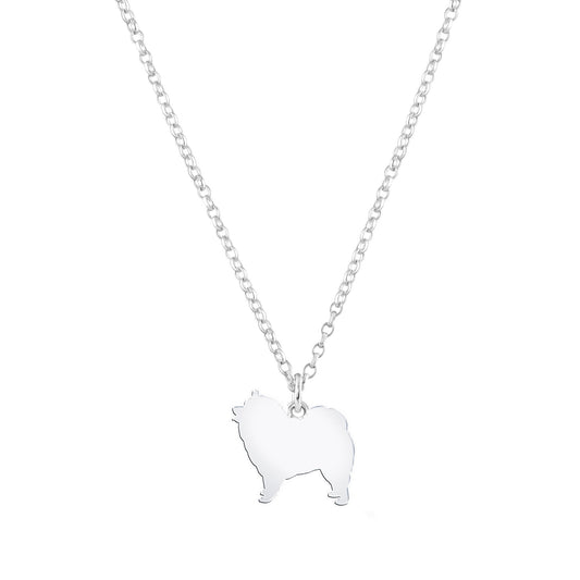 Keeshond Silhouette Silver Necklace - Personalised - MYLEE London