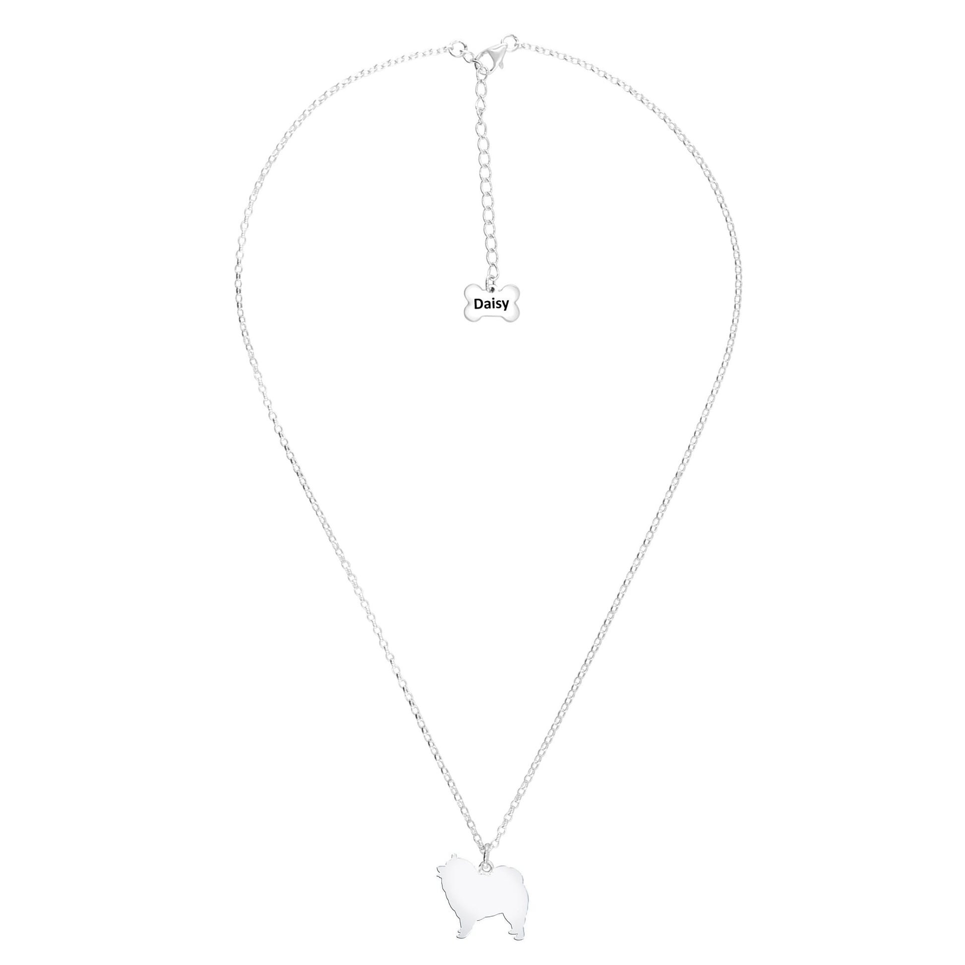 Keeshond Silhouette Silver Necklace - Personalised - MYLEE London