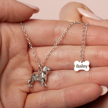 King Charles Spaniel Silver Necklace - Personalised - MYLEE London
