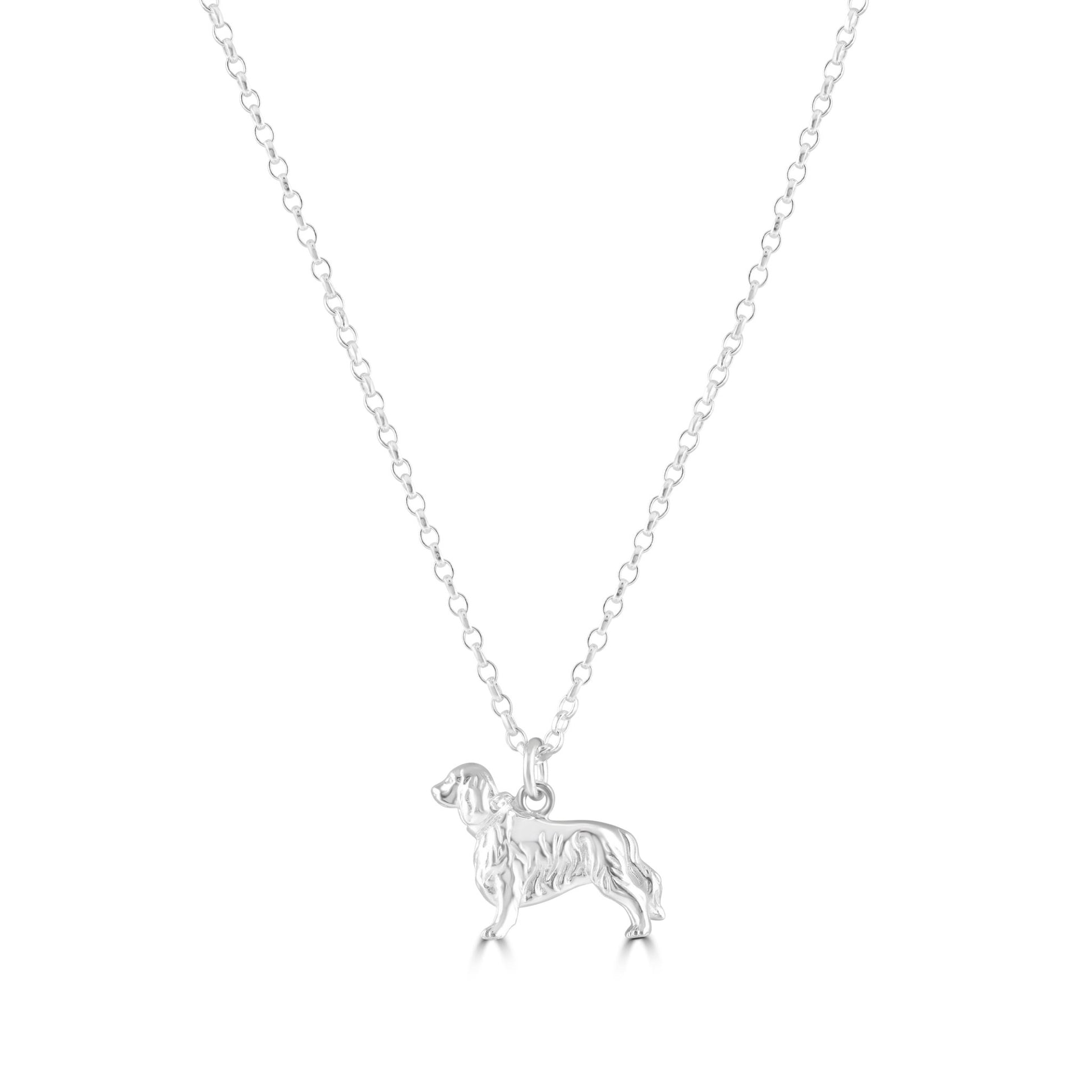King Charles Spaniel Silver Necklace - Personalised - MYLEE London