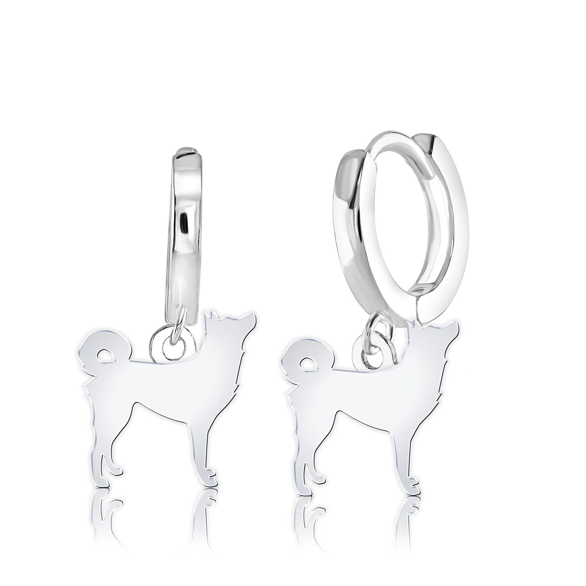 Korean Jindo Dog Silhouette Silver Earrings - MYLEE London