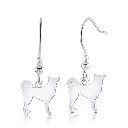 Korean Jindo Dog Silhouette Silver Earrings - MYLEE London
