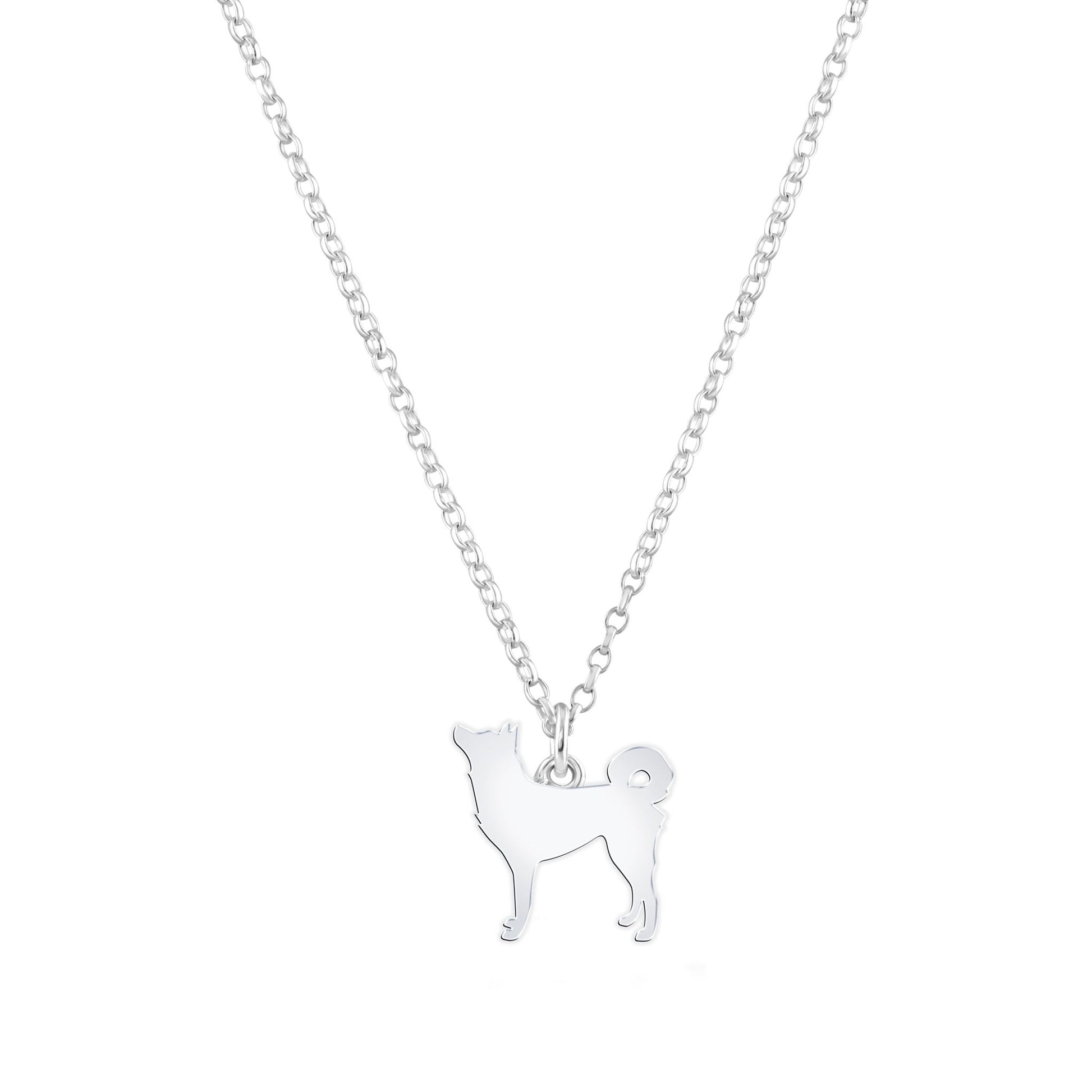 Korean Jindo Dog Silhouette Silver Necklace - Personalised - MYLEE London