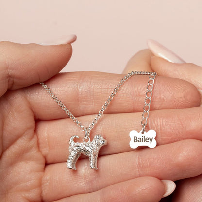 Labradoodle Silver Necklace - Personalised - MYLEE London