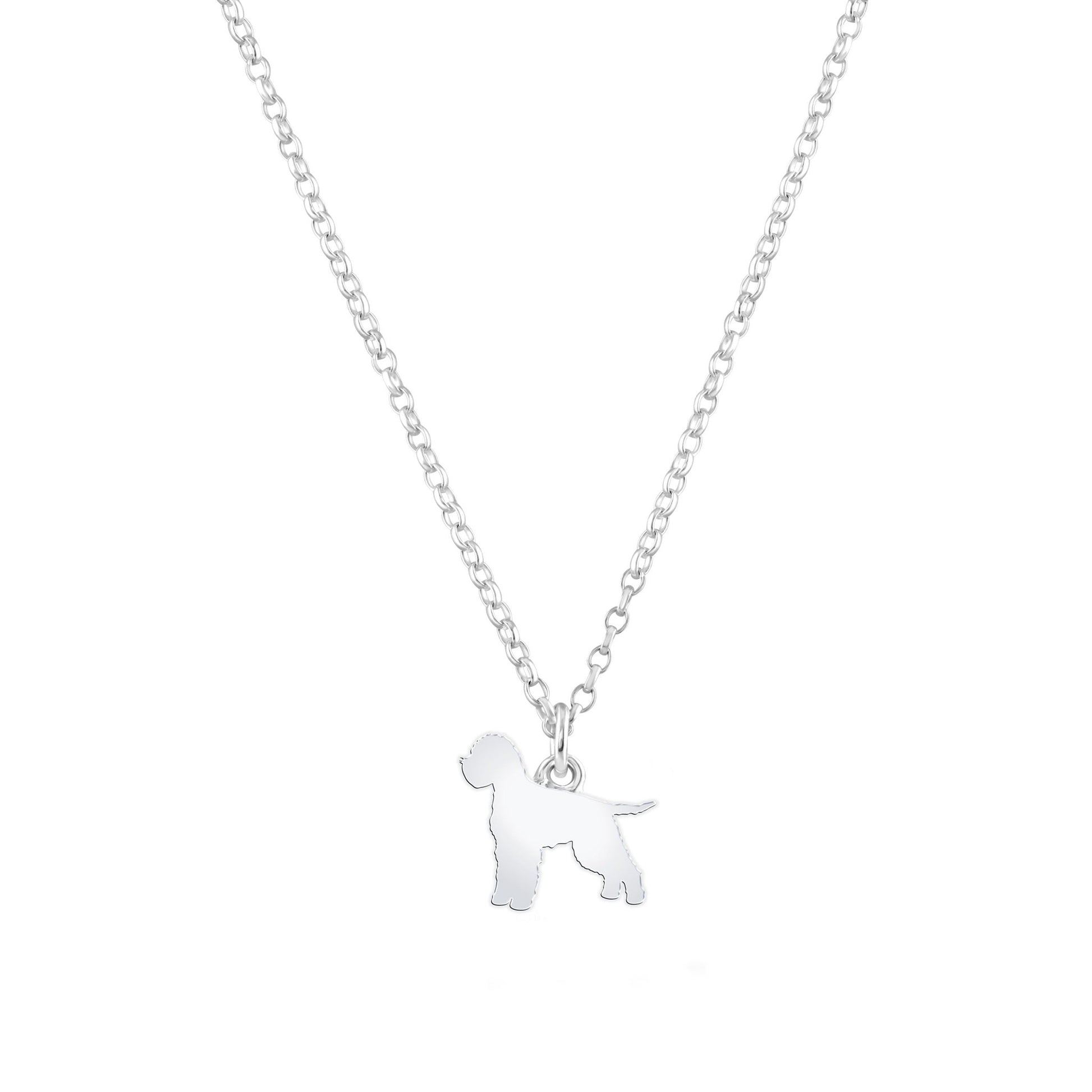 Lagotto Romagnolo Silhouette Silver Necklace - Personalised - MYLEE London