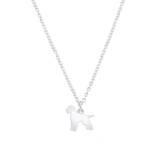 Lagotto Romagnolo Silhouette Silver Necklace - Personalised - MYLEE London