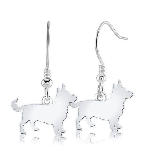 Lancashire Heeler Silhouette Silver Earrings - MYLEE London