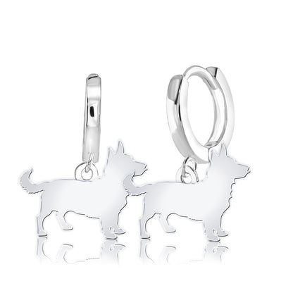 Lancashire Heeler Silhouette Silver Earrings - MYLEE London