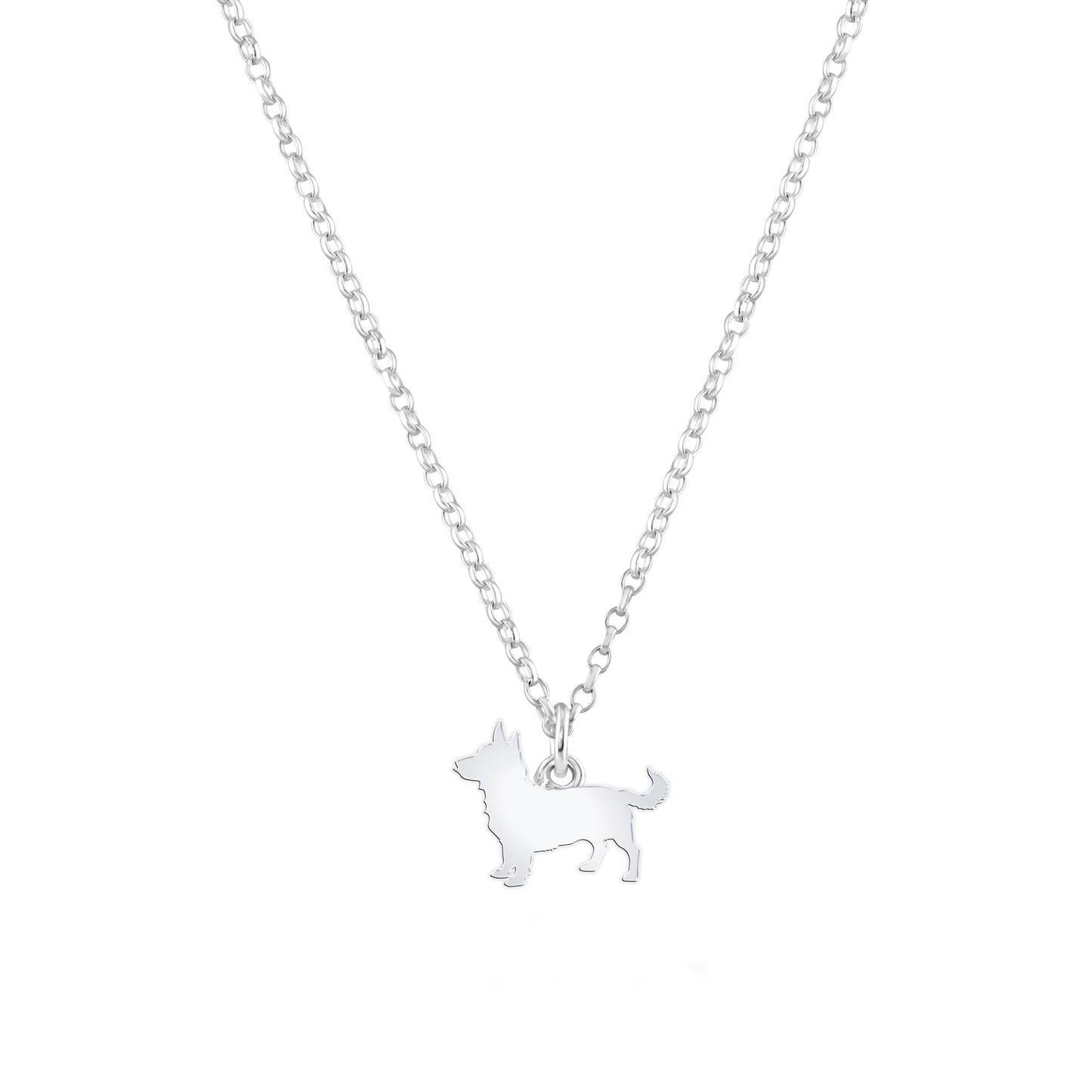Lancashire Heeler Silhouette Silver Necklace - Personalised - MYLEE London