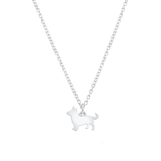 Lancashire Heeler Silhouette Silver Necklace - Personalised - MYLEE London