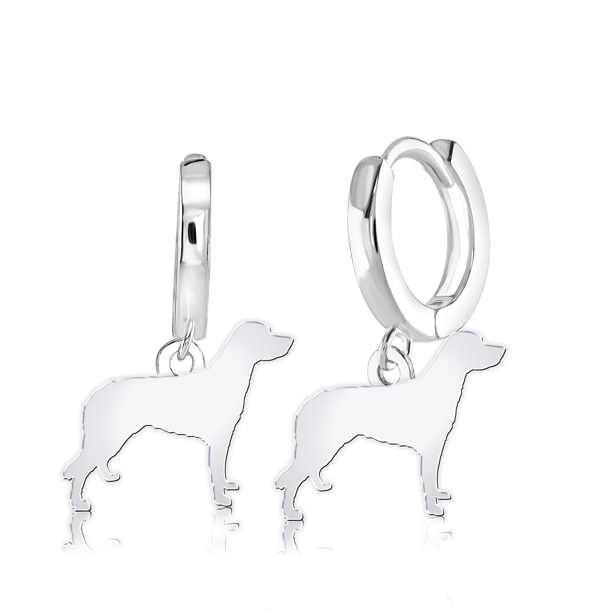 Large Munsterlander Silhouette Silver Earrings - MYLEE London