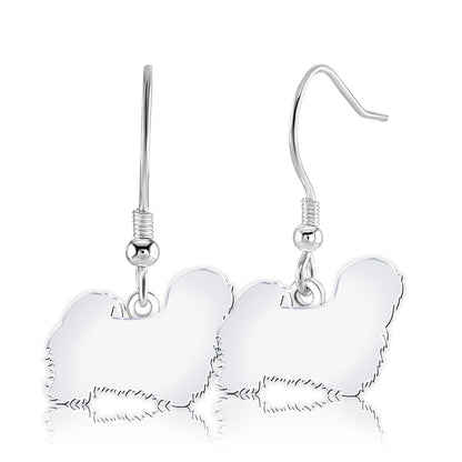 Lhasa Apso Silhouette Silver Earrings - MYLEE London