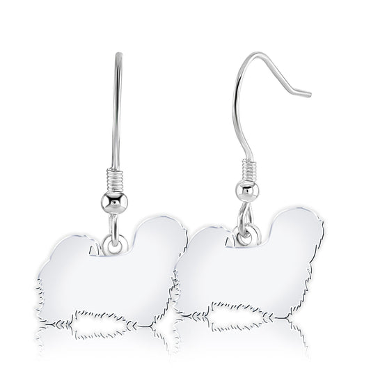 Lhasa Apso Silhouette Silver Earrings - MYLEE London