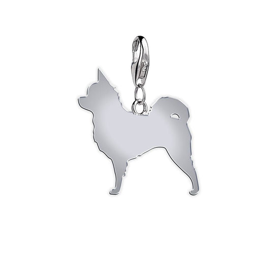 Long Coat Chihuahua Silhouette Silver Charm - MYLEE London
