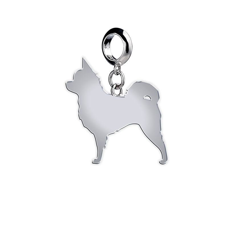 Long Coat Chihuahua Silhouette Silver Charm - MYLEE London