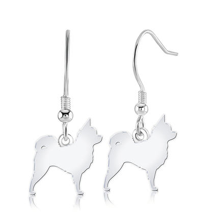 Long Coat Chihuahua Silhouette Silver Earrings - MYLEE London