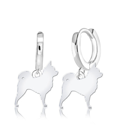 Long Coat Chihuahua Silhouette Silver Earrings - MYLEE London