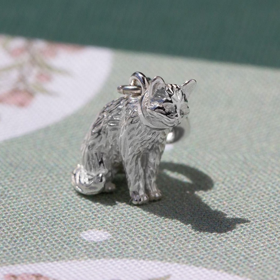 Long - Haired Cat Silver Charm - MYLEE London
